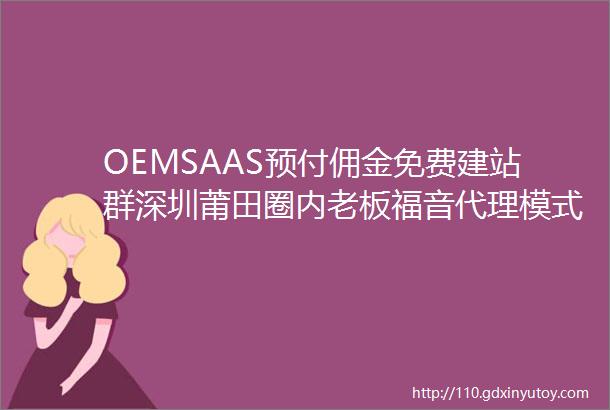OEMSAAS预付佣金免费建站群深圳莆田圈内老板福音代理模式了解一下